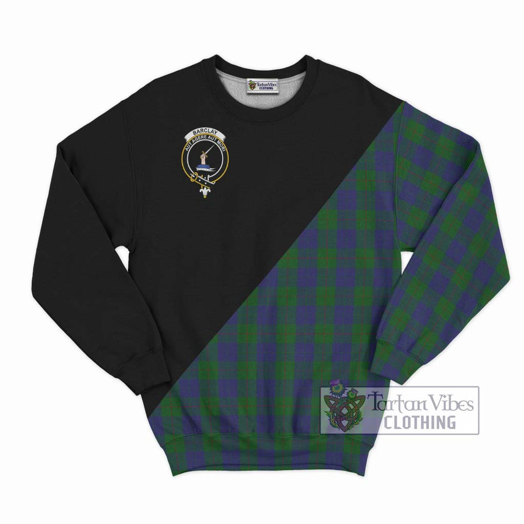 Barclay Tartan Sweatshirt with Family Crest and Military Logo Style - Tartanvibesclothing Shop