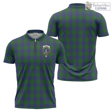 Barclay Tartan Zipper Polo Shirt with Family Crest