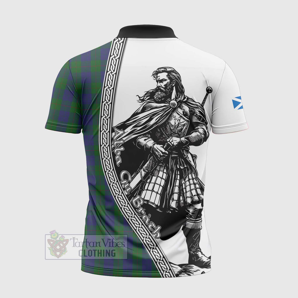 Tartan Vibes Clothing Barclay Tartan Clan Crest Zipper Polo Shirt with Highlander Warrior Celtic Style