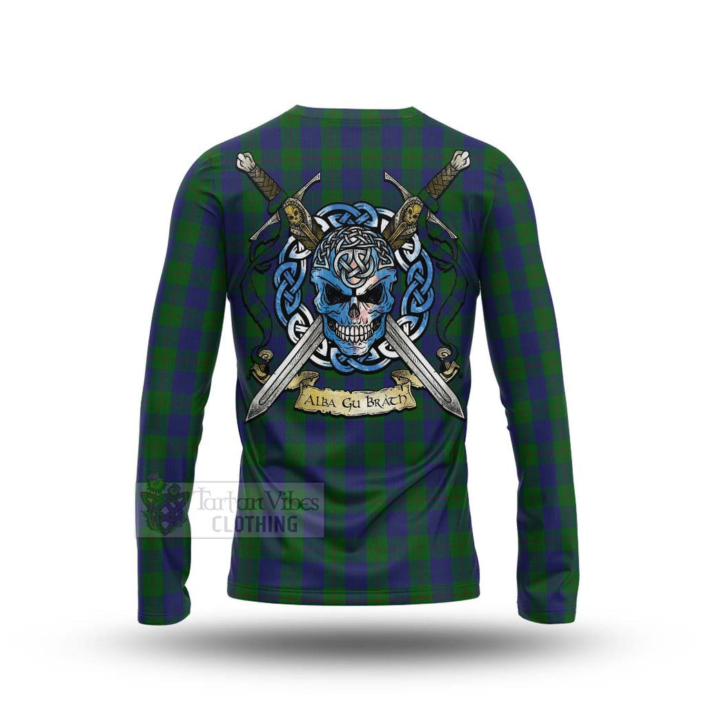 Tartan Vibes Clothing Barclay Tartan Long Sleeve T-Shirt with Family Crest Celtic Skull Style