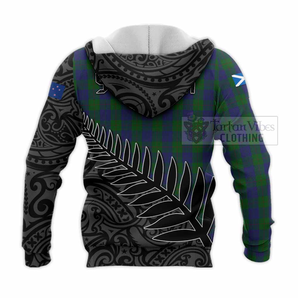 Tartan Vibes Clothing Barclay Crest Tartan Knitted Hoodie with New Zealand Silver Fern Half Style