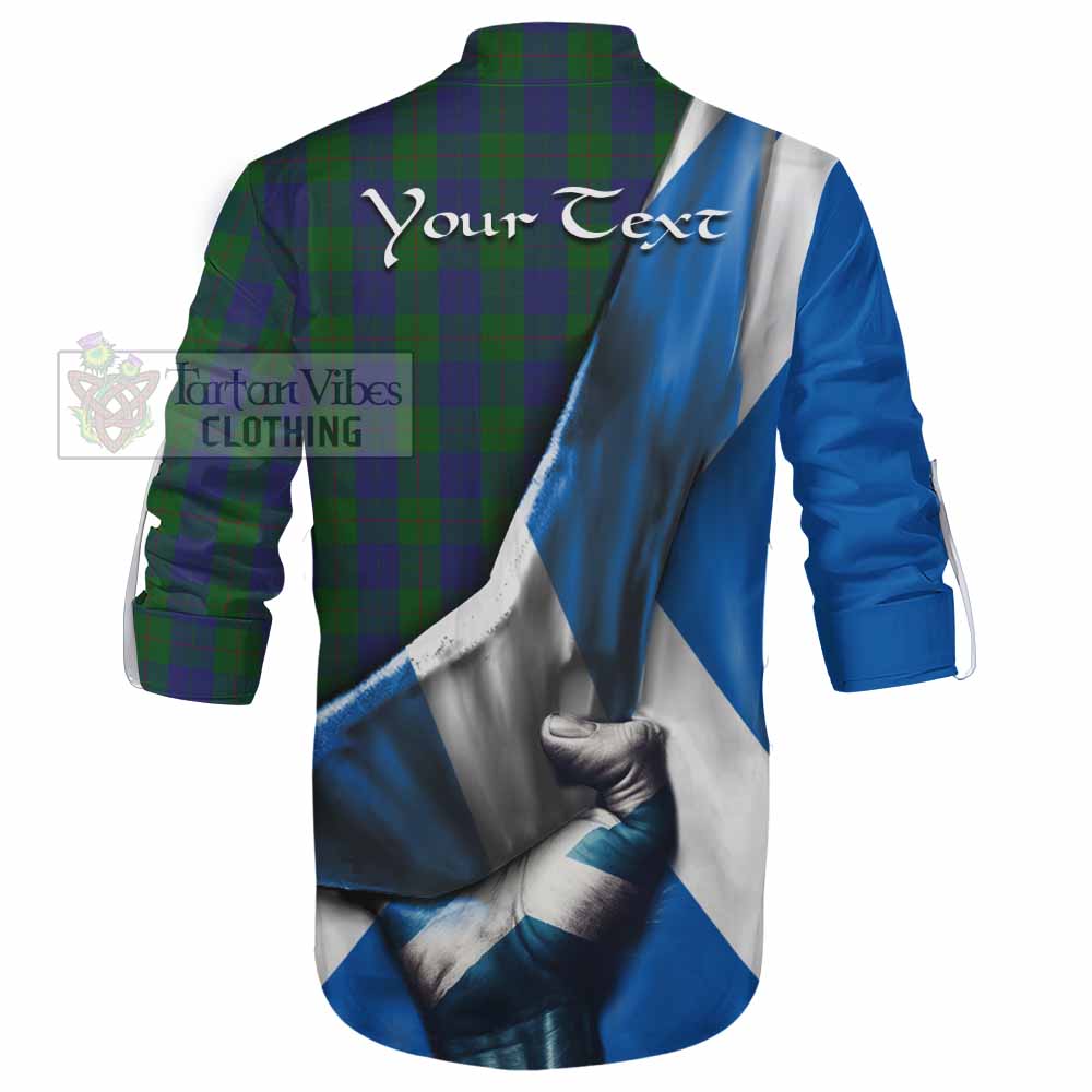 Tartan Vibes Clothing Barclay Tartan Ghillie Kilt Shirt with Family Crest Scotland Patriotic Style