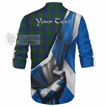 Barclay Tartan Ghillie Kilt Shirt with Family Crest Scotland Patriotic Style