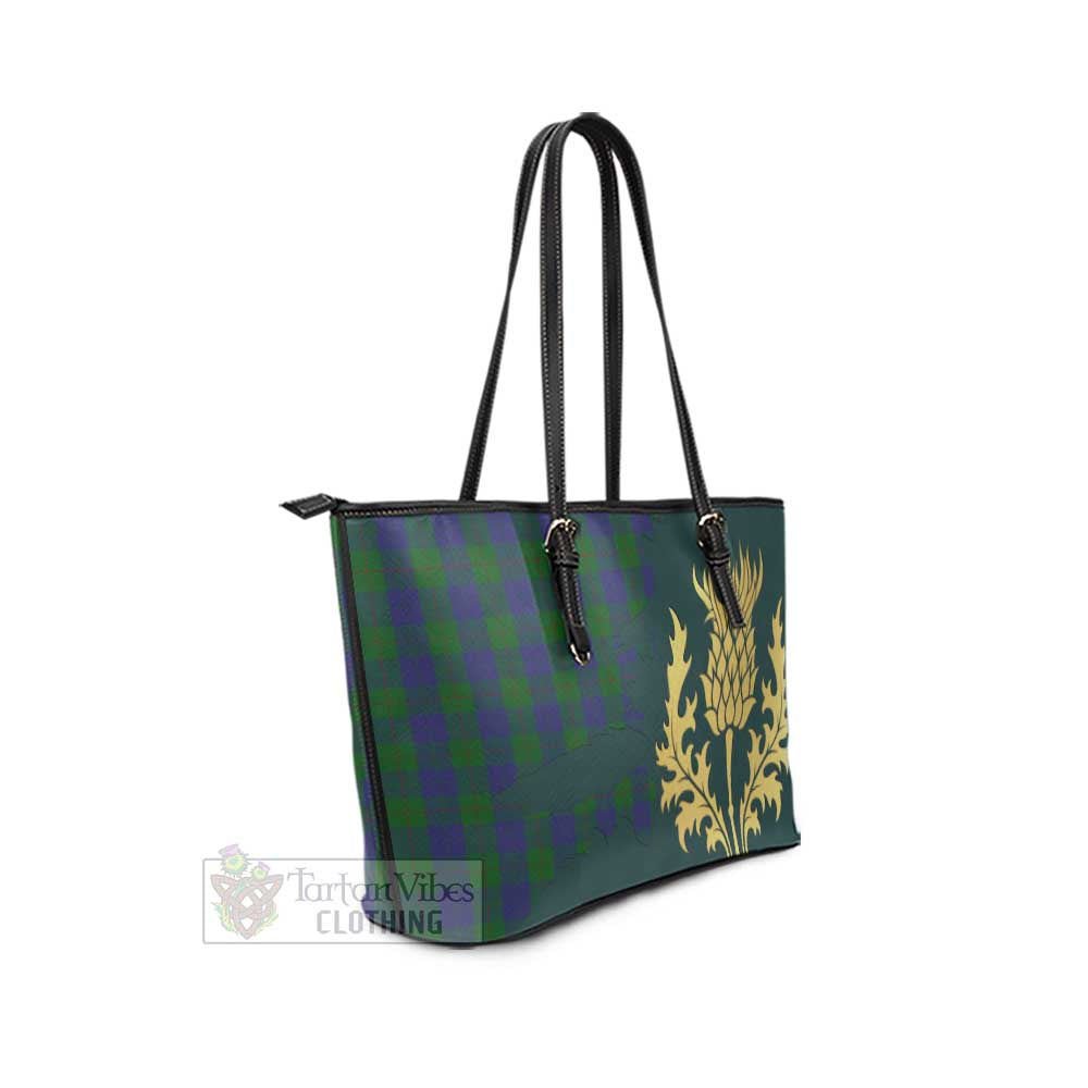 Barclay Tartan Leather Tote Bag Gold Thistle Style - Tartan Vibes Clothing