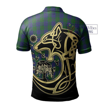 Barclay Tartan Polo Shirt with Family Crest Celtic Wolf Style