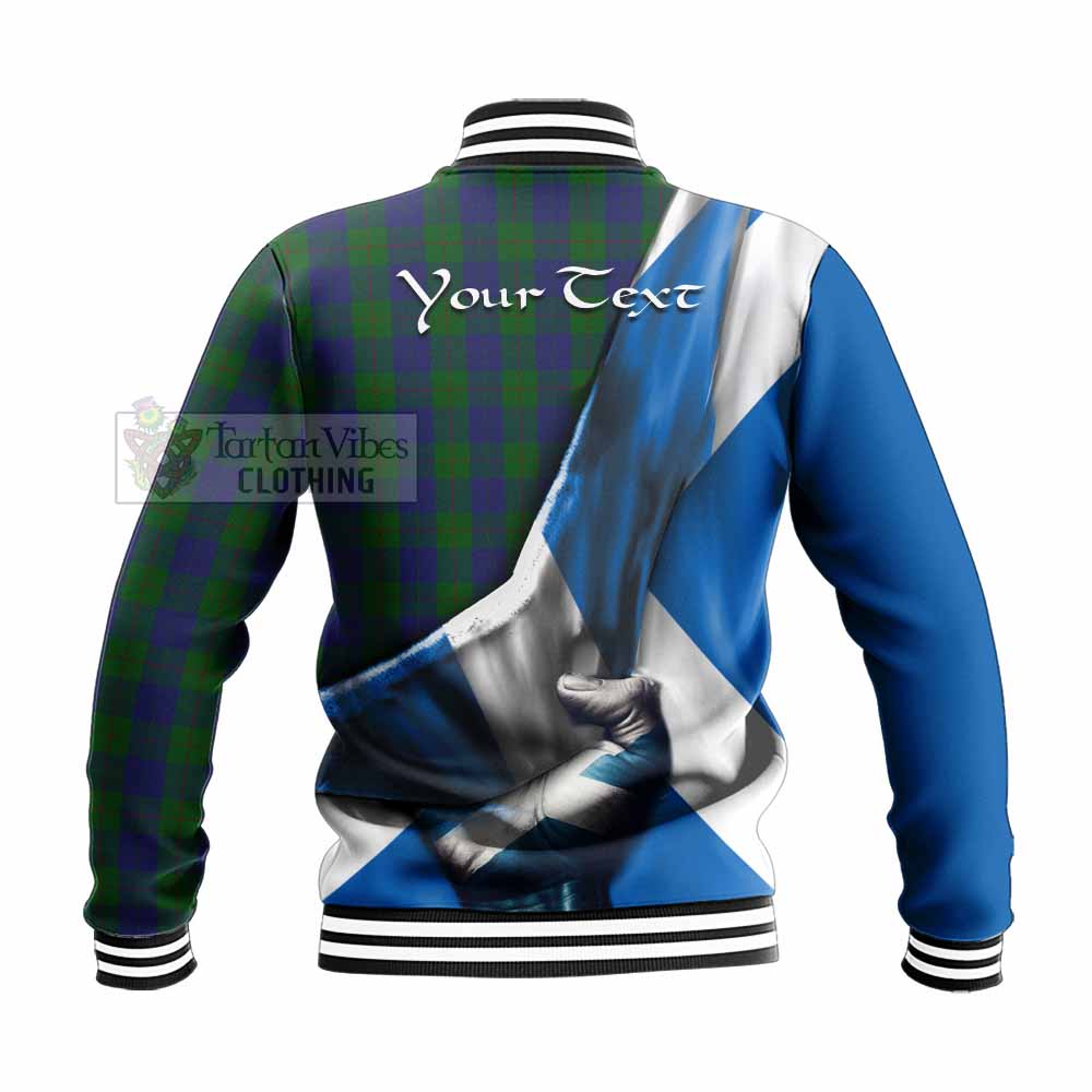 Tartan Vibes Clothing Barclay Tartan Baseball Jacket with Family Crest Scotland Patriotic Style