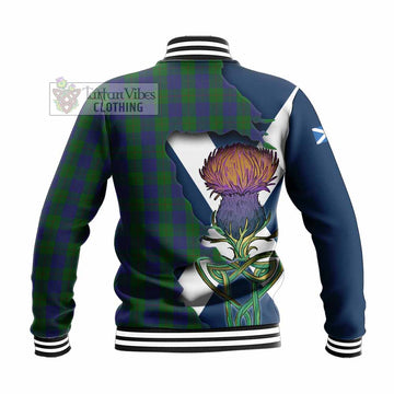 Barclay Tartan Family Crest Baseball Jacket Scottish Thistle Celtic Inspired - Tartan Vibes Clothing