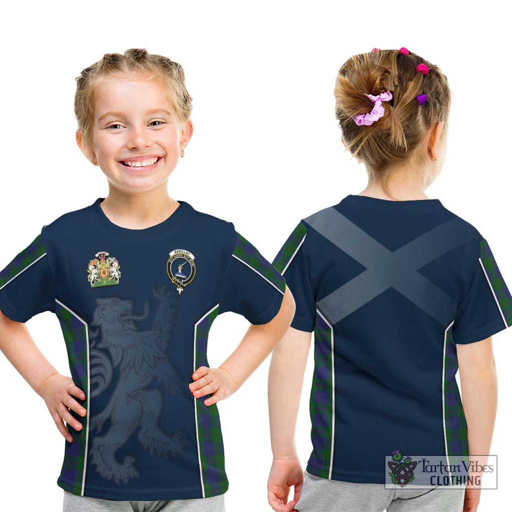 Barclay Tartan Kid T-Shirt with Family Crest and Lion Rampant Vibes Sport Style - Tartan Vibes Clothing