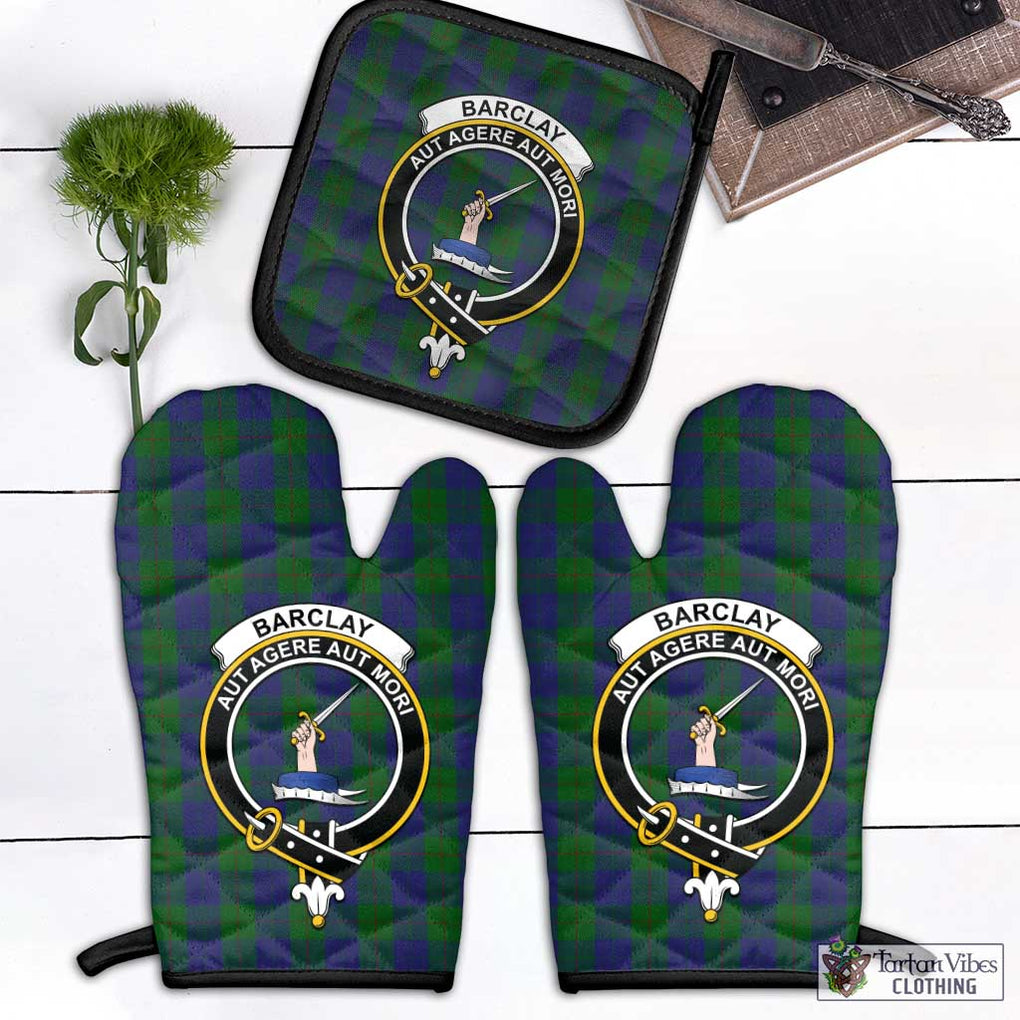 Barclay Tartan Combo Oven Mitt & Pot-Holder with Family Crest Combo 1 Oven Mitt & 1 Pot-Holder Black - Tartan Vibes Clothing