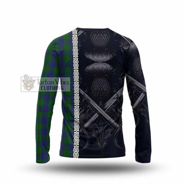 Barclay Tartan Long Sleeve T-Shirt with Family Crest Cross Sword Thistle Celtic Vibes