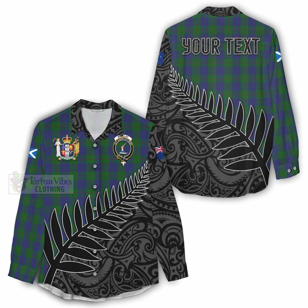 Tartan Vibes Clothing Barclay Crest Tartan Women's Casual Shirt with New Zealand Silver Fern Half Style