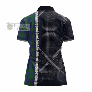 Barclay Tartan Women's Polo Shirt with Family Crest Cross Sword Thistle Celtic Vibes