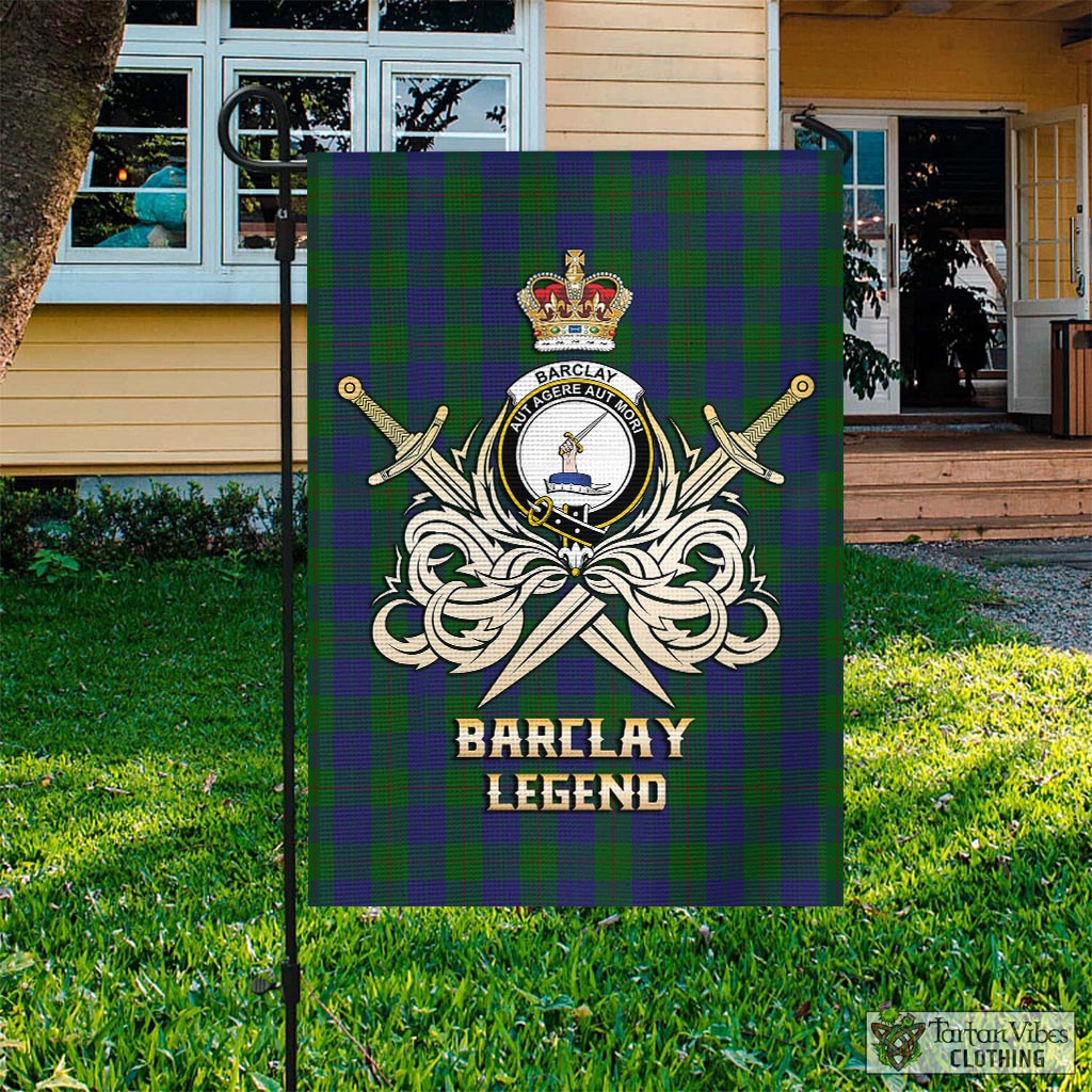 Tartan Vibes Clothing Barclay Tartan Flag with Clan Crest and the Golden Sword of Courageous Legacy