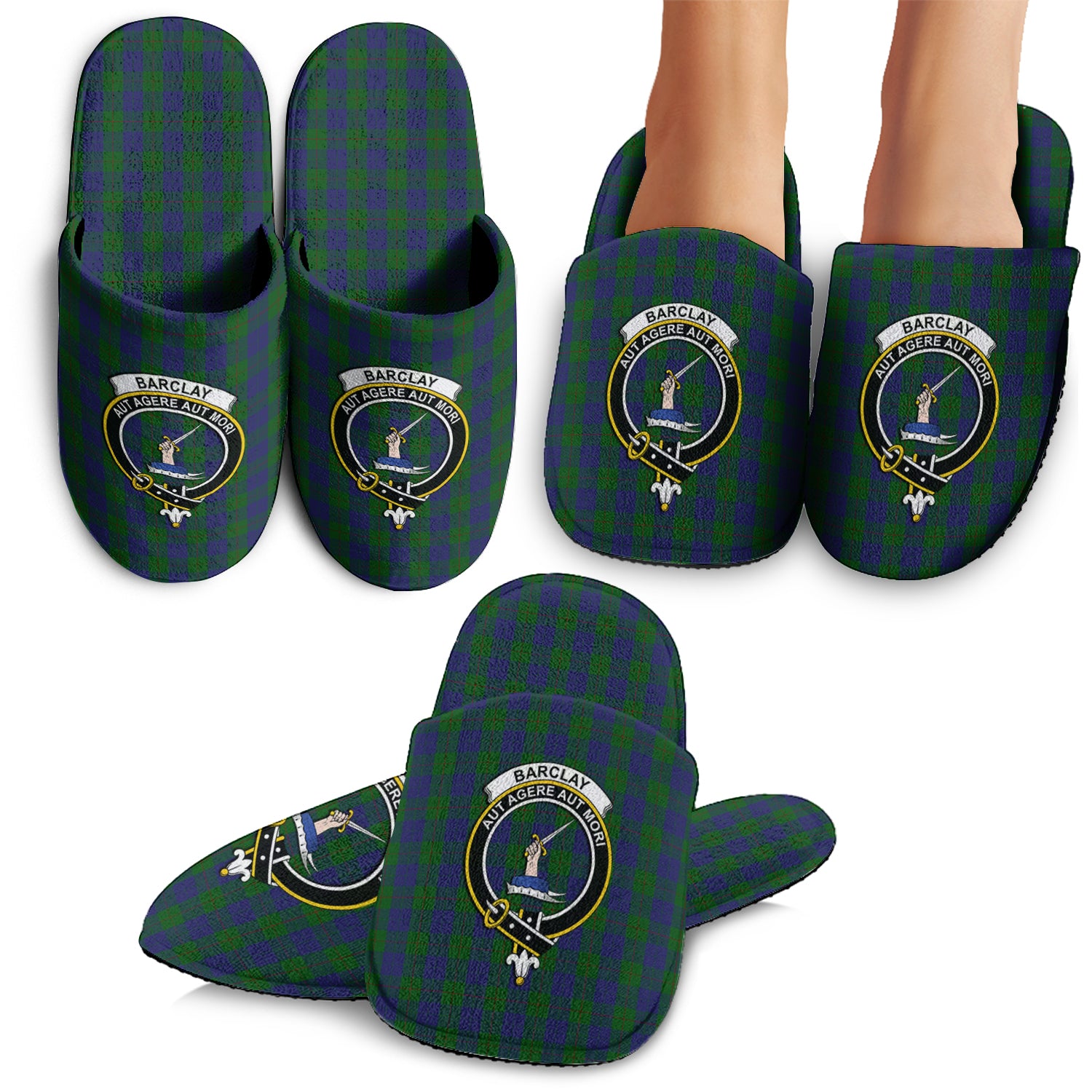 Barclay Tartan Home Slippers with Family Crest - Tartanvibesclothing