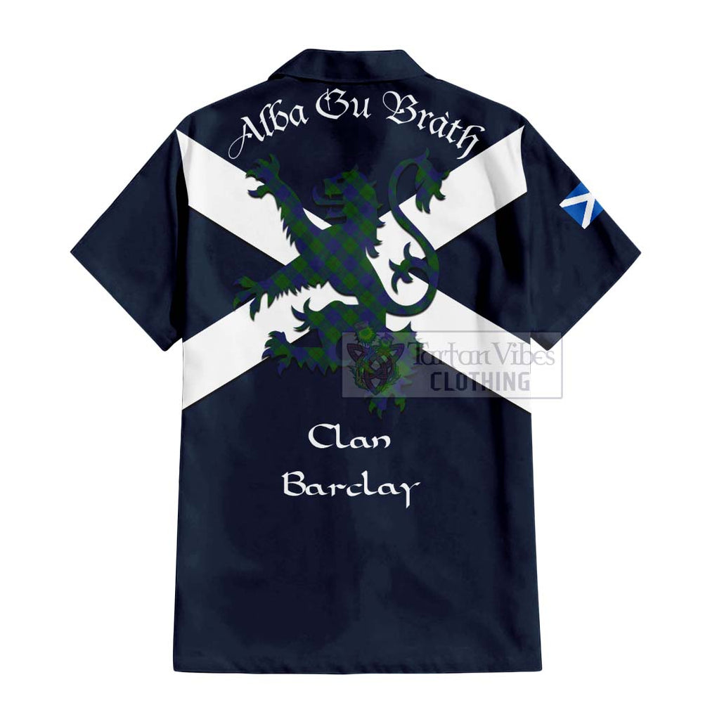 Tartan Vibes Clothing Barclay Tartan Lion Rampant Short Sleeve Button Shirt – Proudly Display Your Heritage with Alba Gu Brath and Clan Name