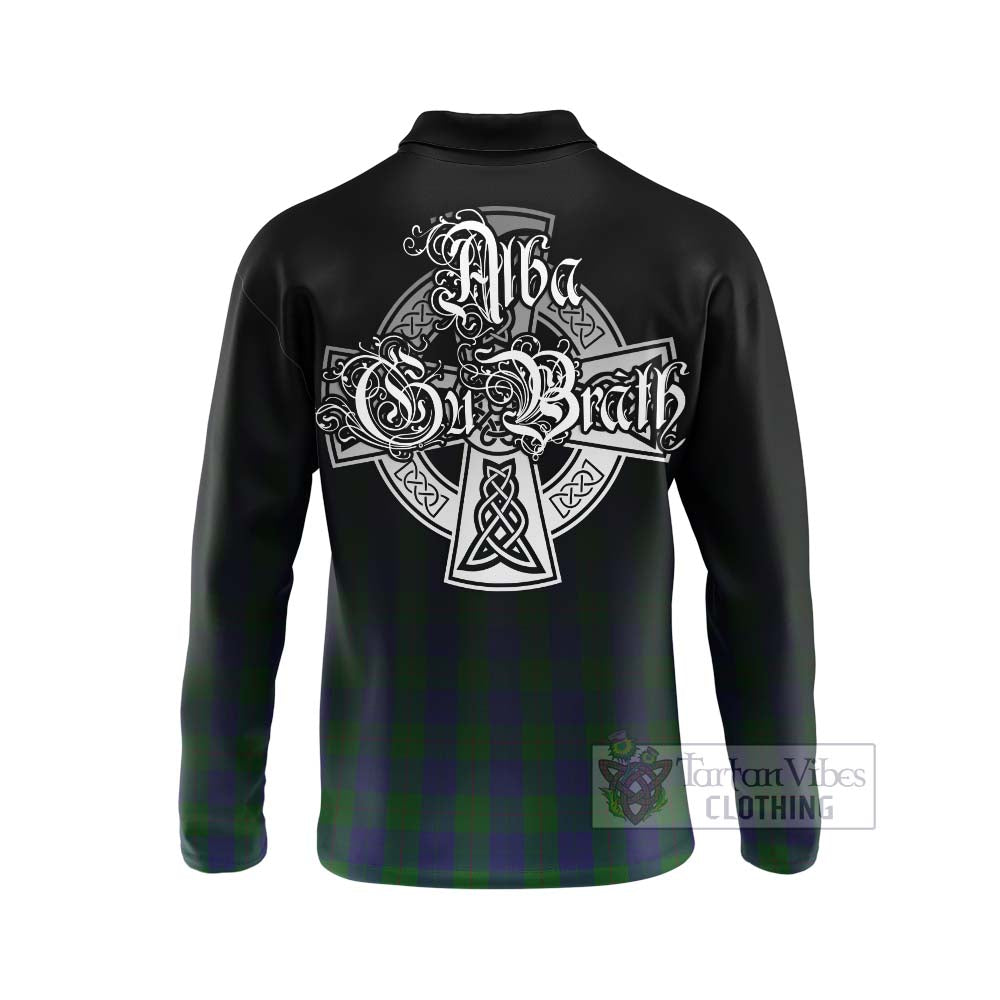 Tartan Vibes Clothing Barclay Tartan Long Sleeve Polo Shirt Featuring Alba Gu Brath Family Crest Celtic Inspired