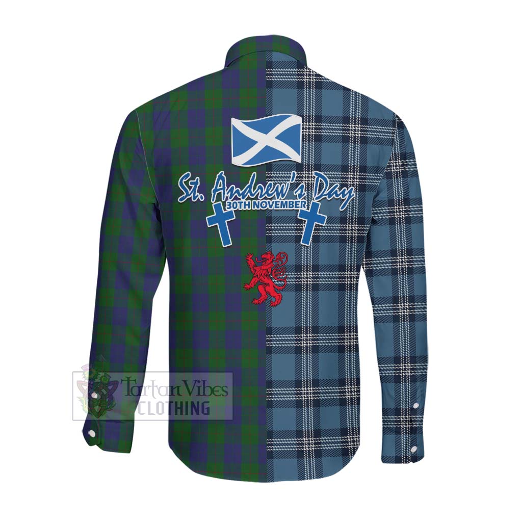 Tartan Vibes Clothing Barclay Tartan Long Sleeve Button Shirt Happy St. Andrew's Day Half Tartan Style