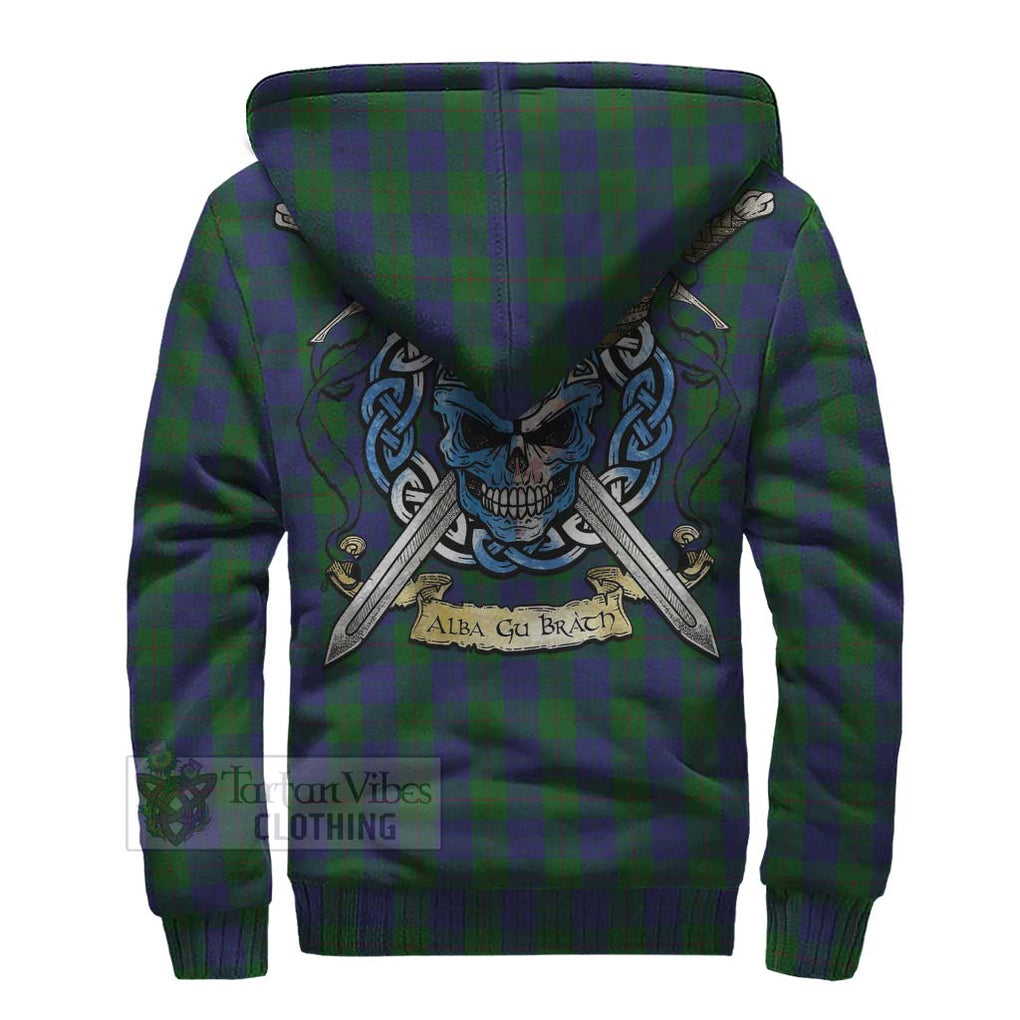 Tartan Vibes Clothing Barclay Tartan Sherpa Hoodie with Family Crest Celtic Skull Style