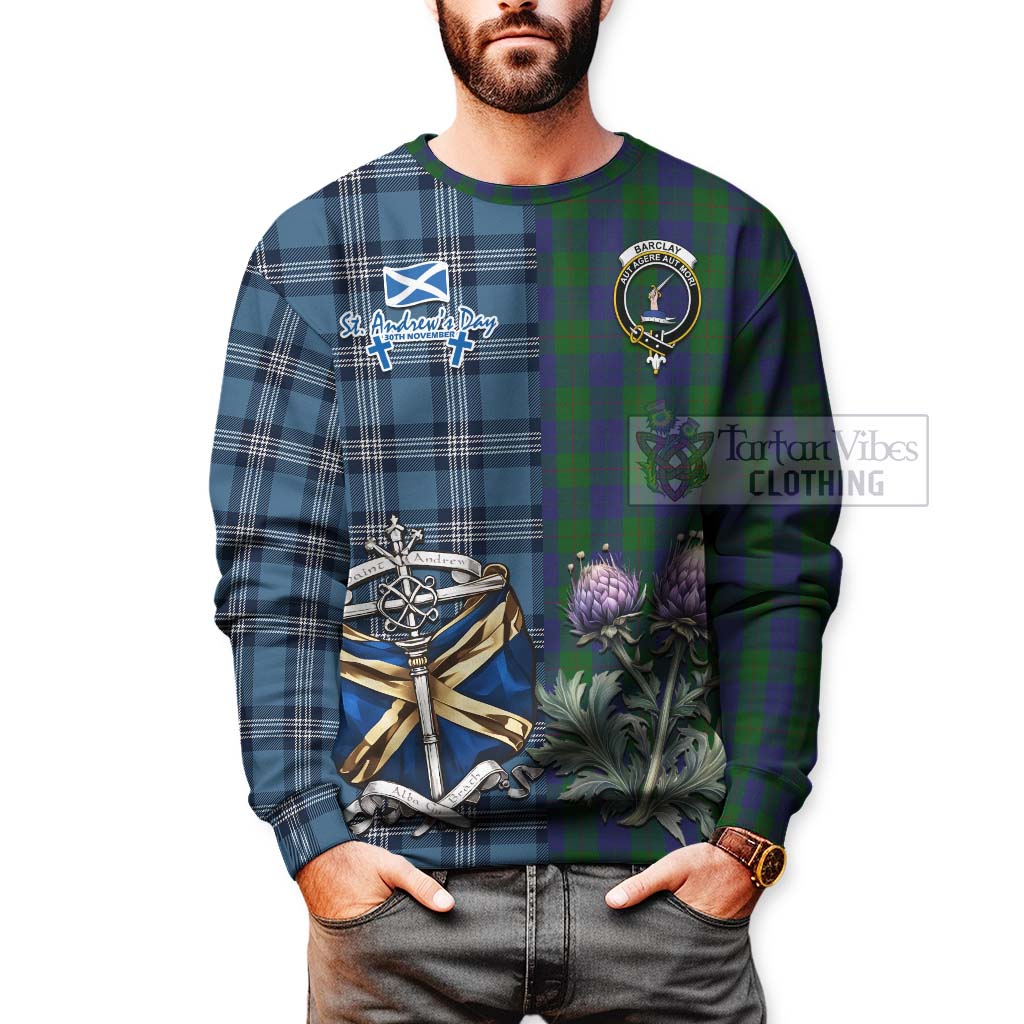 Tartan Vibes Clothing Barclay Tartan Sweatshirt Happy St. Andrew's Day Half Tartan Style