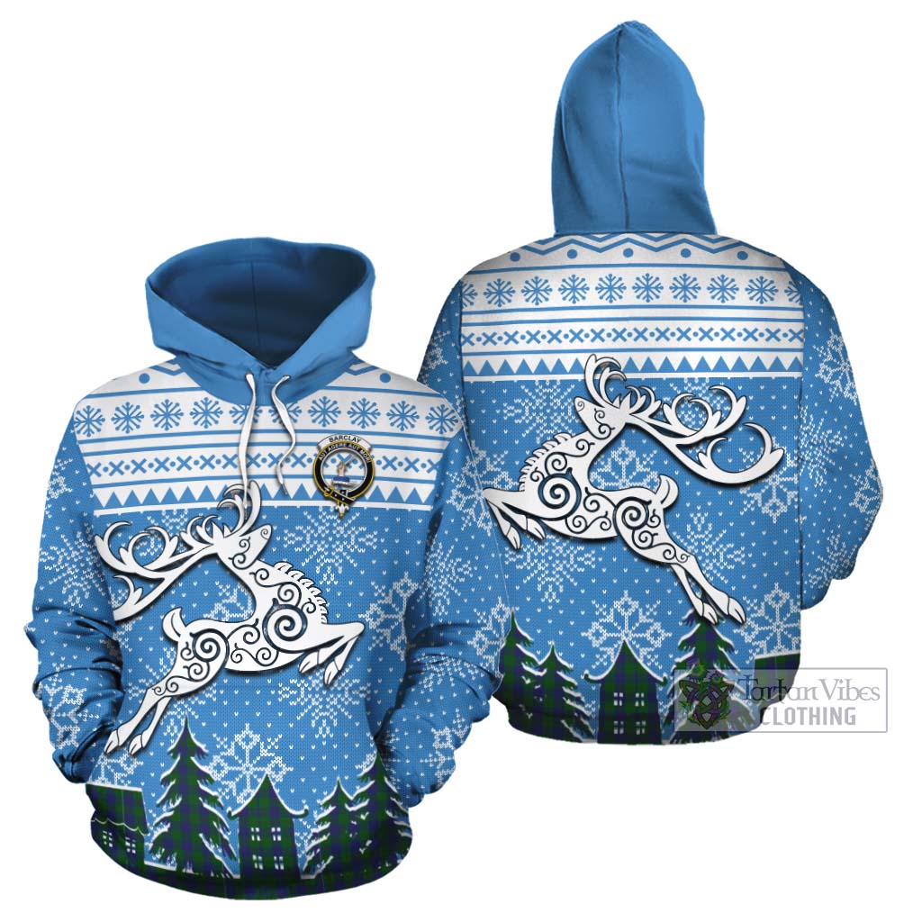 Tartan Vibes Clothing Barclay Clan Christmas Cotton Hoodie Celtic Reindeer Style