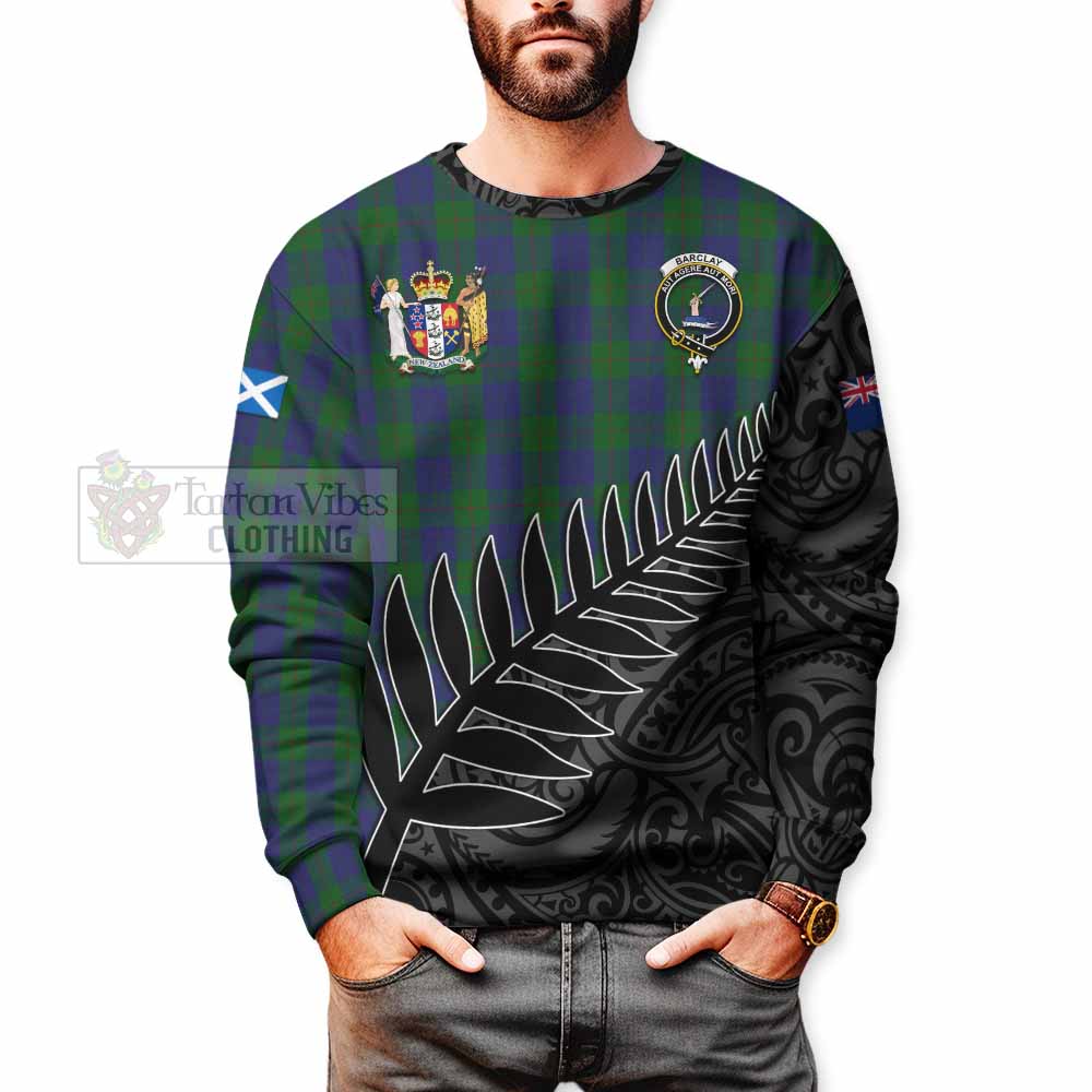 Tartan Vibes Clothing Barclay Crest Tartan Sweatshirt with New Zealand Silver Fern Half Style