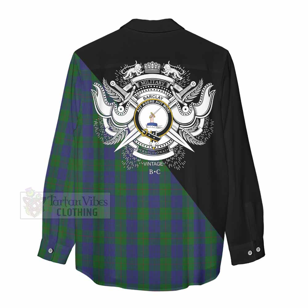 Tartan Vibes Clothing Barclay Tartan Women's Casual Shirt with Family Crest and Military Logo Style