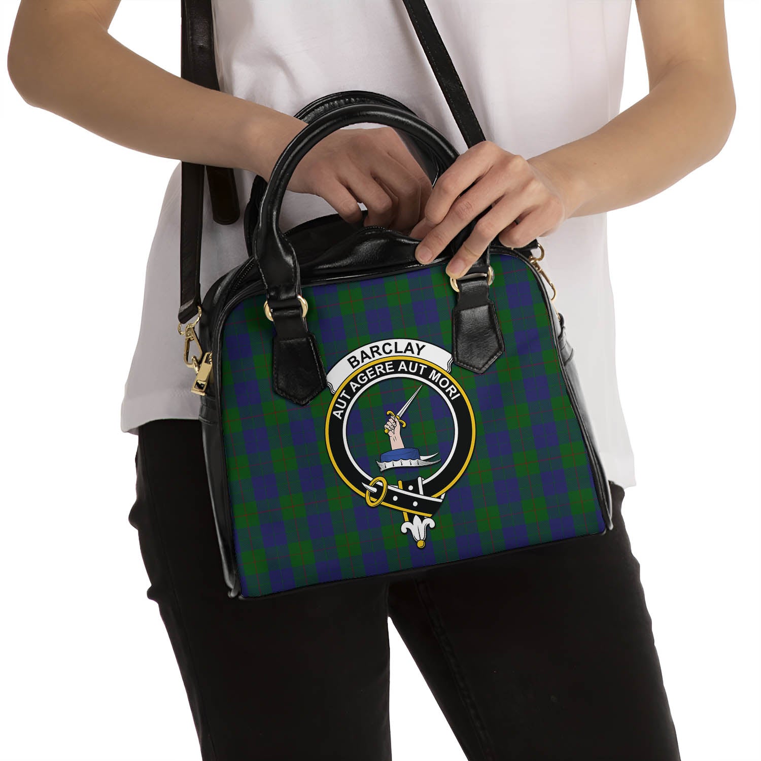 Barclay Tartan Shoulder Handbags with Family Crest - Tartanvibesclothing