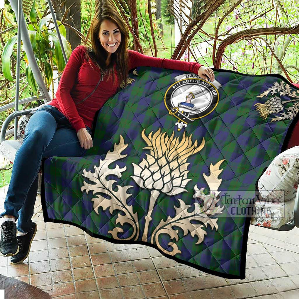 Tartan Vibes Clothing Barclay Tartan Quilt with Family Crest and Golden Thistle Style