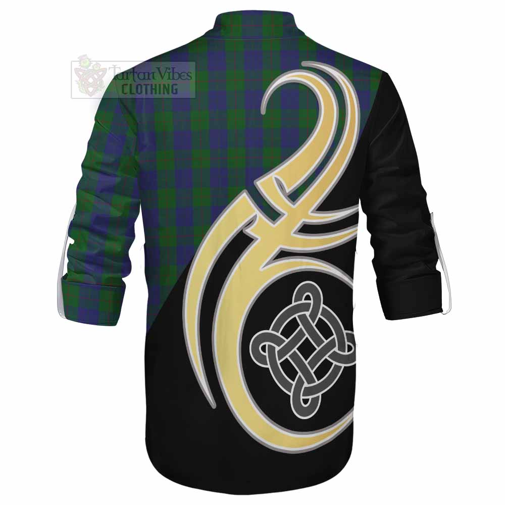 Tartan Vibes Clothing Barclay Tartan Ghillie Kilt Shirt with Family Crest and Celtic Symbol Style