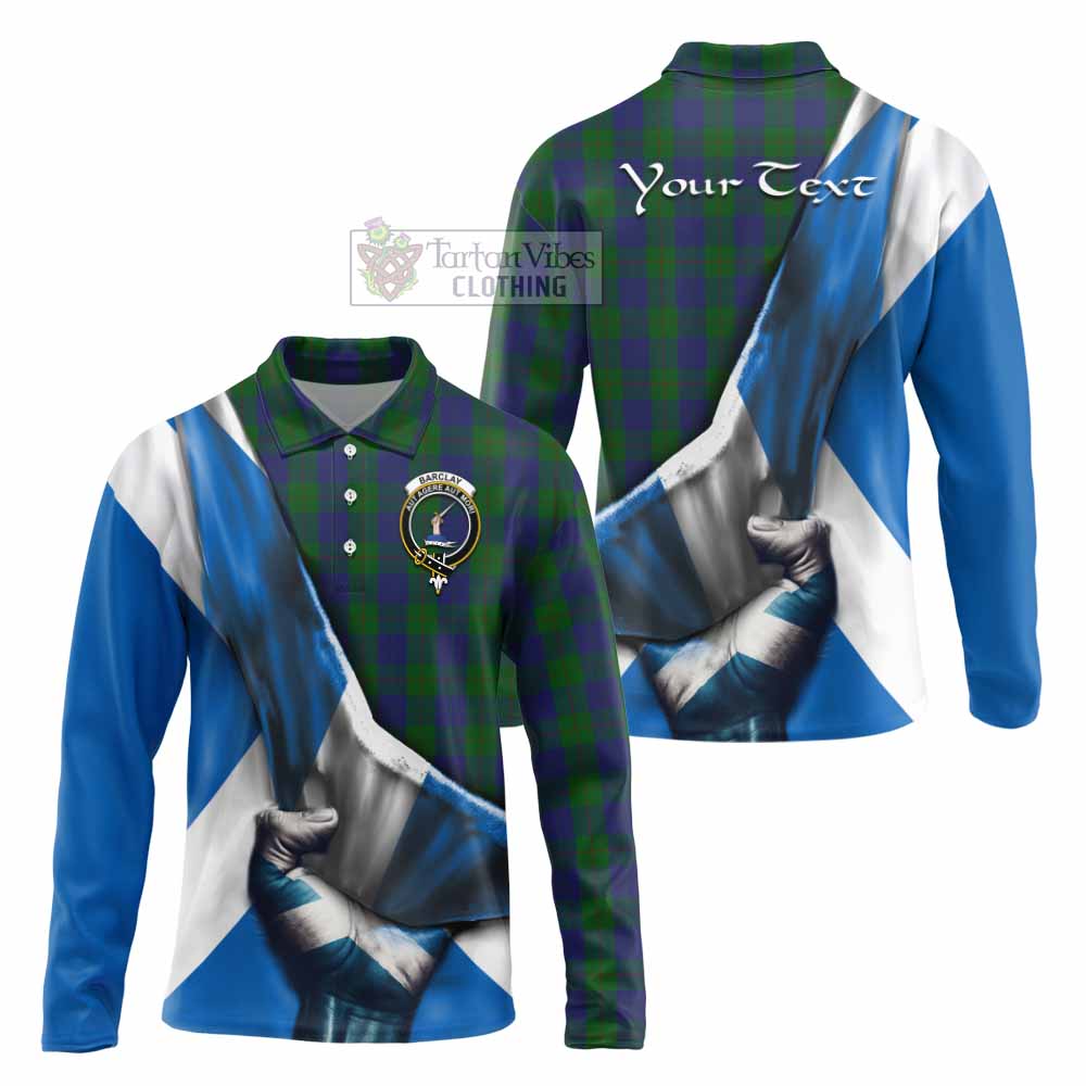 Tartan Vibes Clothing Barclay Tartan Long Sleeve Polo Shirt with Family Crest Scotland Patriotic Style