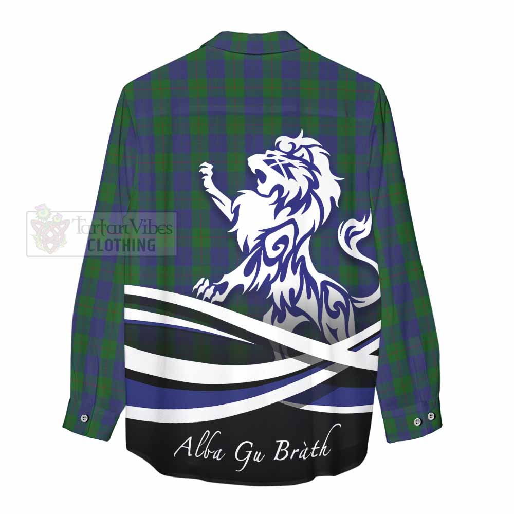 Tartan Vibes Clothing Barclay Tartan Women's Casual Shirt with Alba Gu Brath Regal Lion Emblem