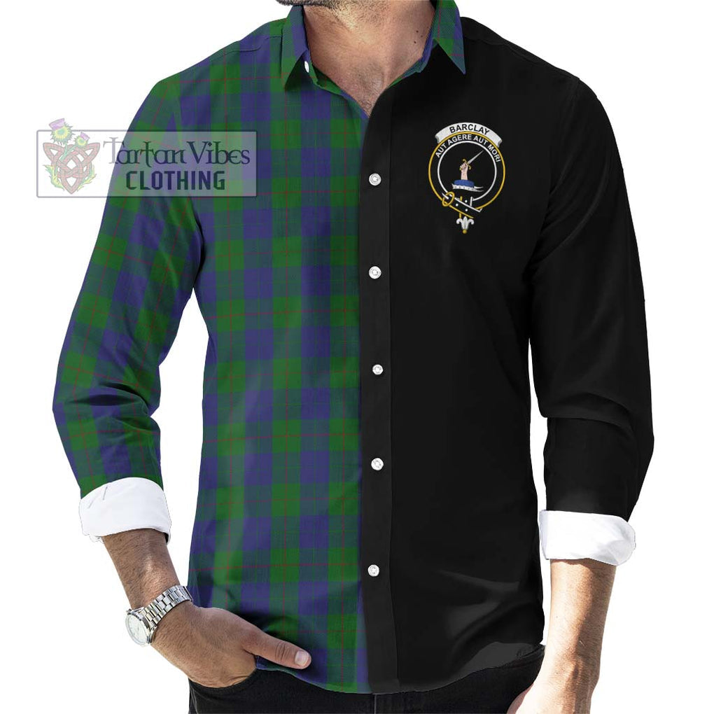 Barclay Tartan Long Sleeve Button Shirt with Family Crest and Half Of Me Style - Tartanvibesclothing Shop