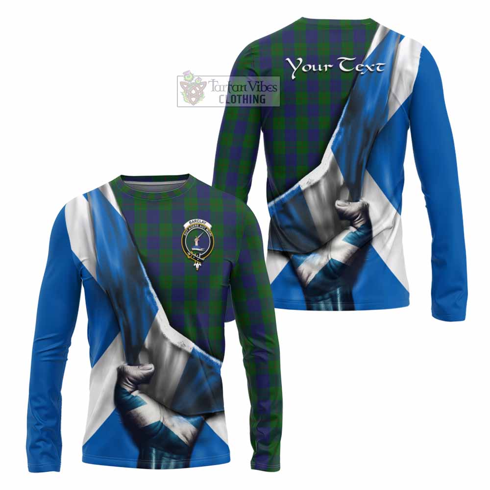 Tartan Vibes Clothing Barclay Tartan Long Sleeve T-Shirt with Family Crest Scotland Patriotic Style