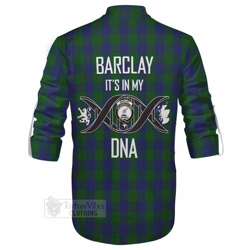 Tartan Vibes Clothing Barclay Tartan Ghillie Kilt Shirt with Family Crest DNA In Me Style