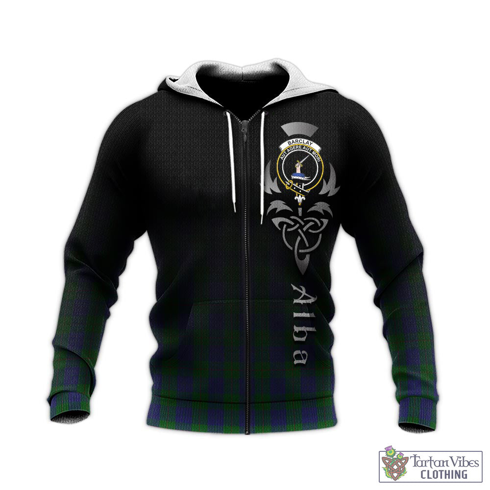 Tartan Vibes Clothing Barclay Tartan Knitted Hoodie Featuring Alba Gu Brath Family Crest Celtic Inspired