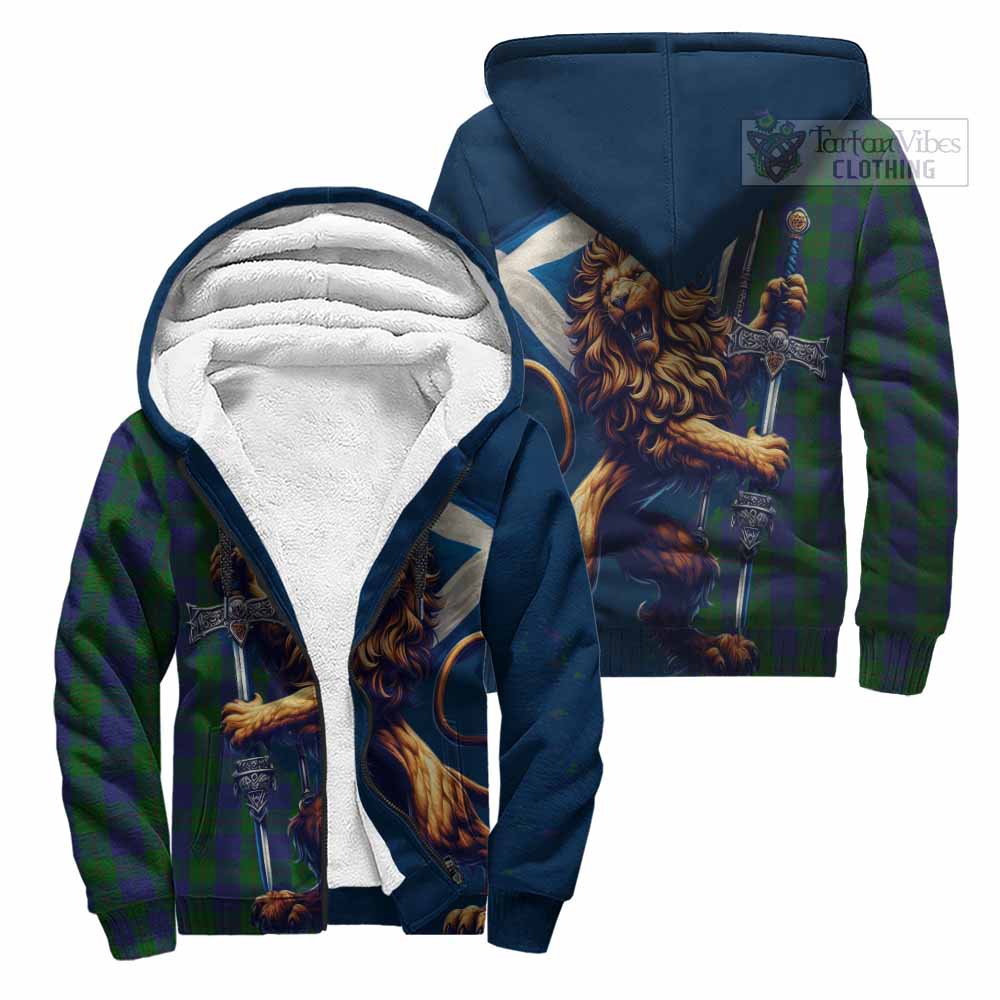 Tartan Vibes Clothing Barclay Tartan Family Crest Sherpa Hoodie with Scottish Majestic Lion