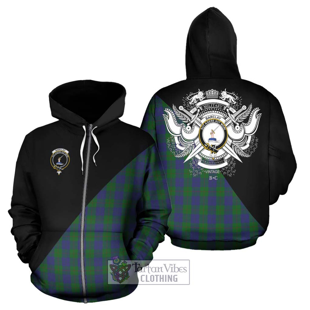 Barclay Tartan Hoodie with Family Crest and Military Logo Style - Tartanvibesclothing Shop