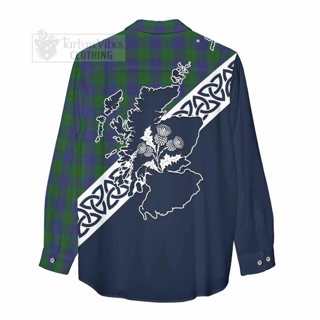 Tartan Vibes Clothing Barclay Tartan Women's Casual Shirt Featuring Thistle and Scotland Map