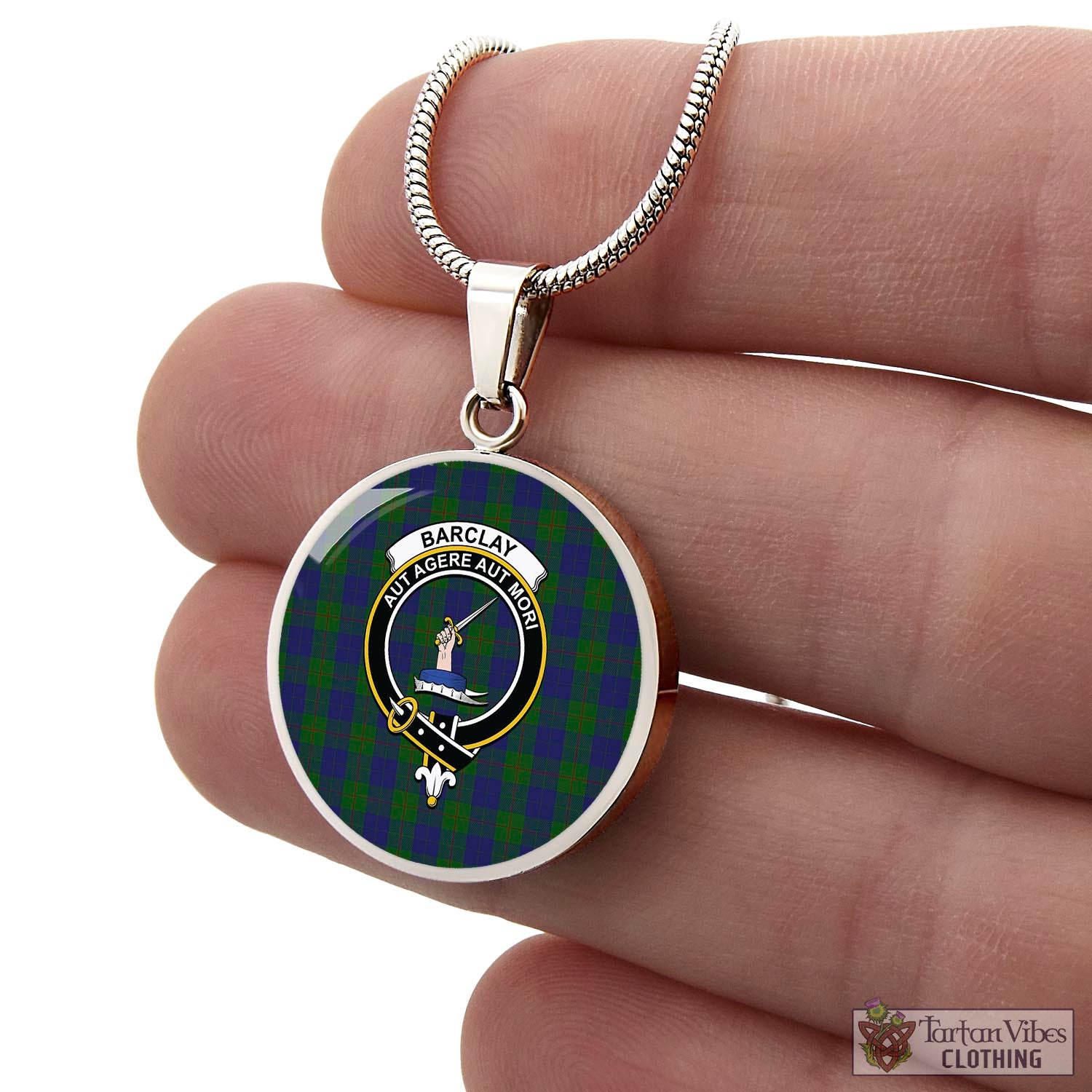 Tartan Vibes Clothing Barclay Tartan Circle Necklace with Family Crest