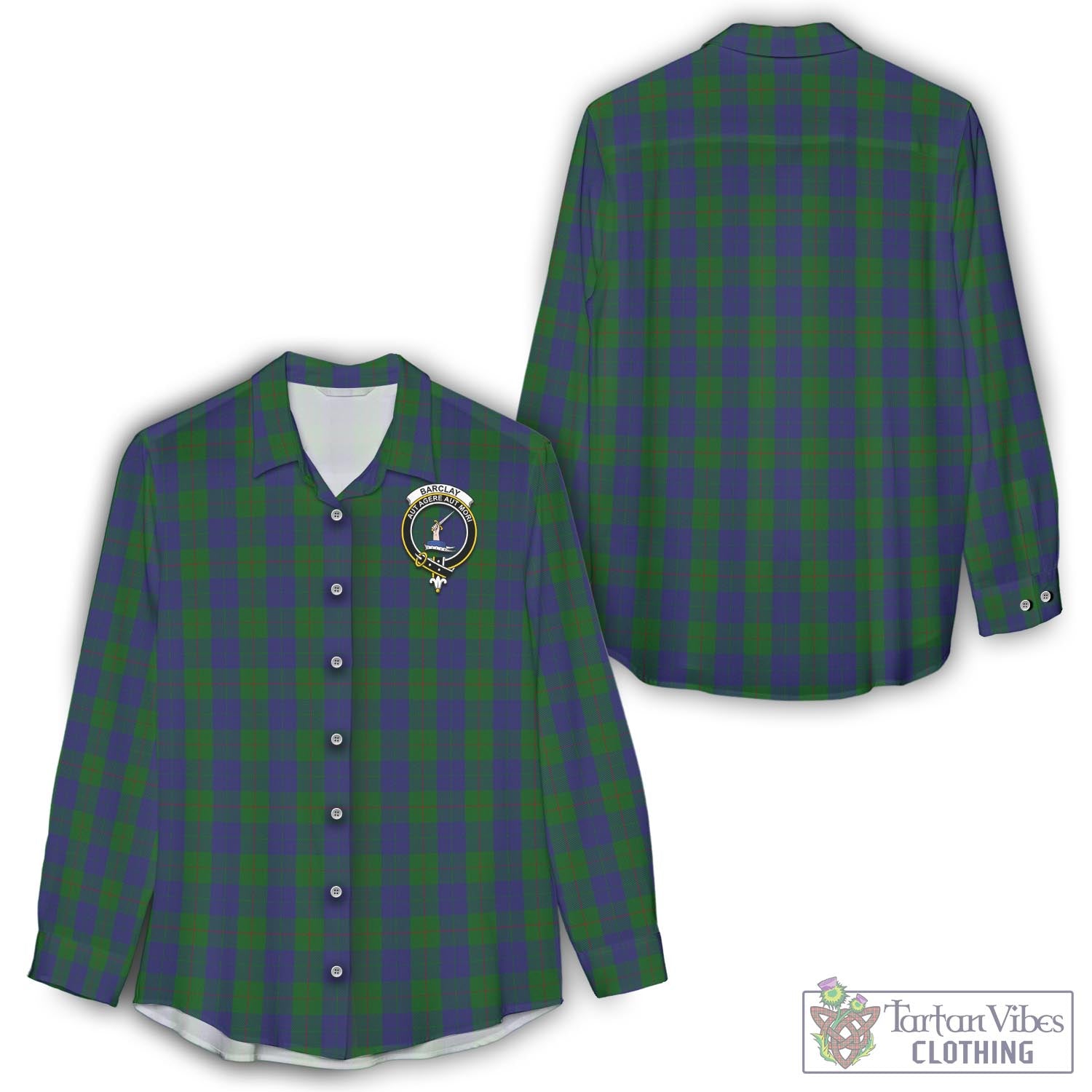 Tartan Vibes Clothing Barclay Tartan Womens Casual Shirt with Family Crest