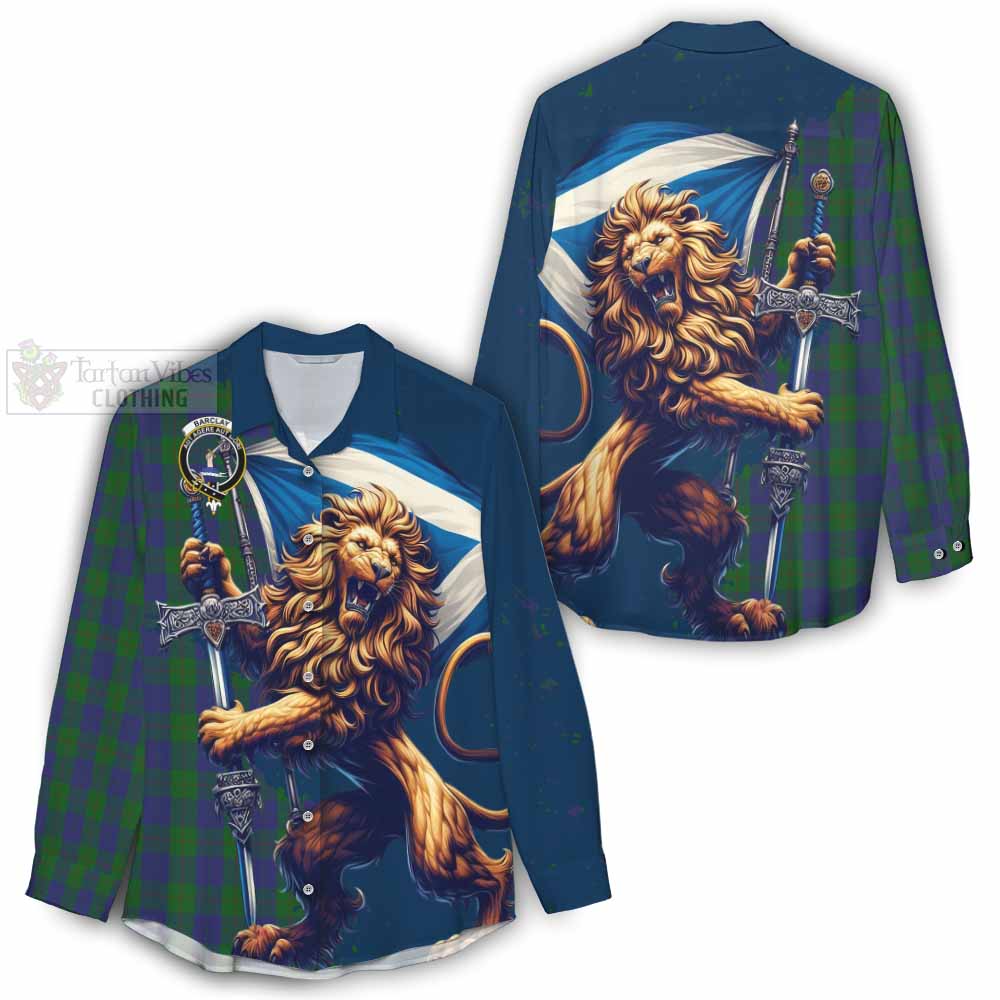 Tartan Vibes Clothing Barclay Tartan Family Crest Women's Casual Shirt with Scottish Majestic Lion