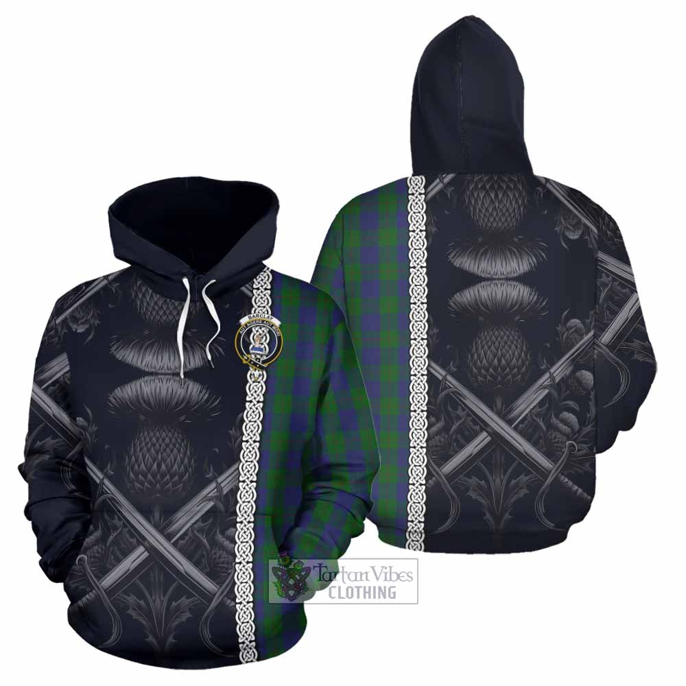 Tartan Vibes Clothing Barclay Tartan Hoodie with Family Crest Cross Sword Thistle Celtic Vibes