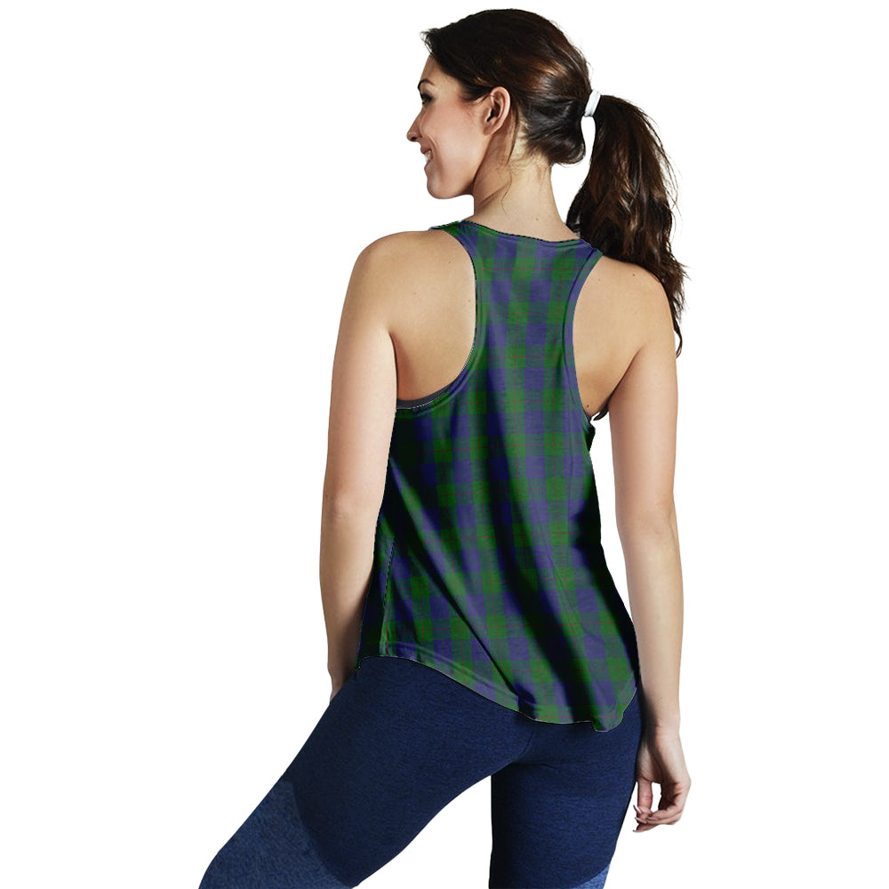 Barclay Tartan Women Racerback Tanks with Family Crest - Tartanvibesclothing