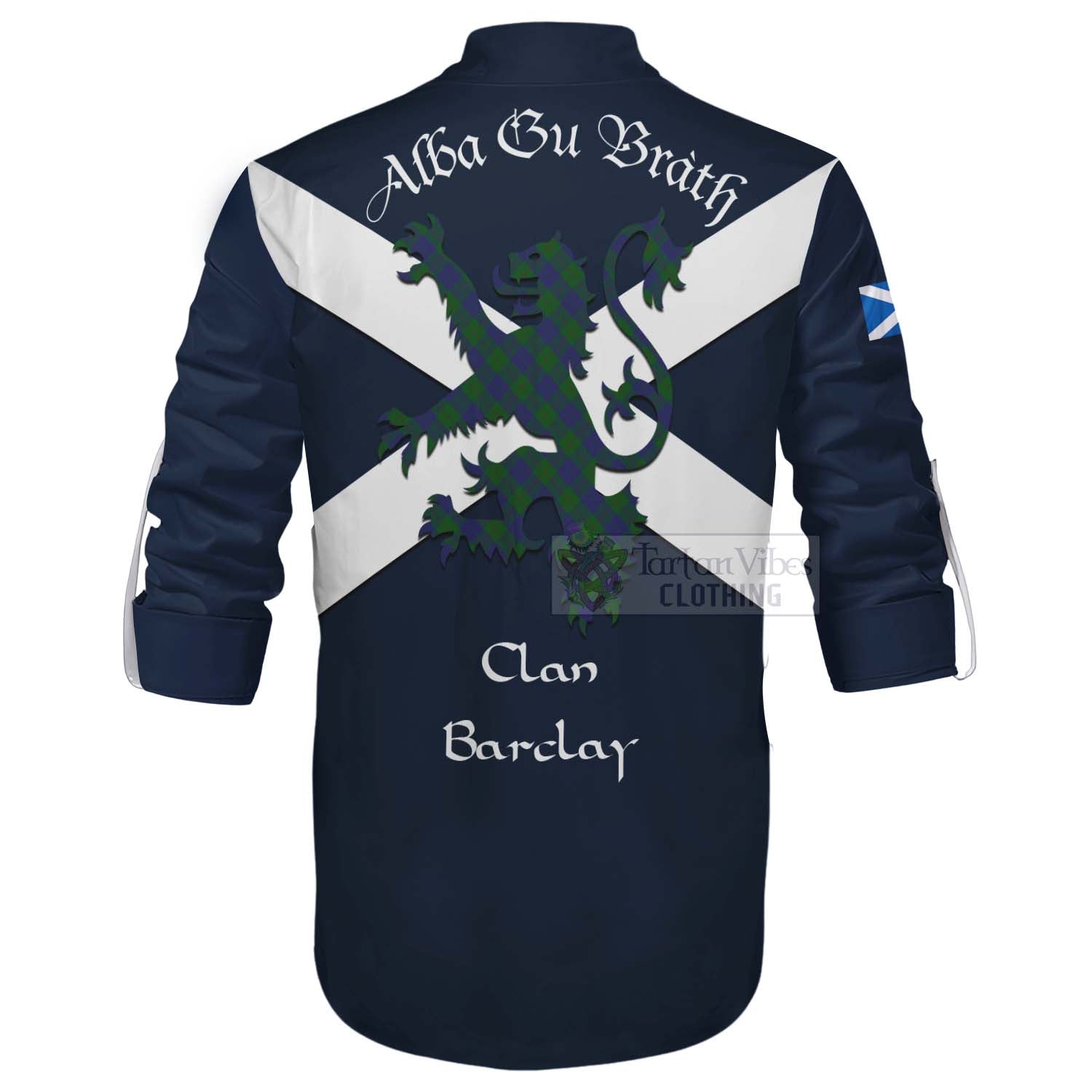 Tartan Vibes Clothing Barclay Tartan Lion Rampant Ghillie Kilt Shirt Proudly Display Your Heritage with Alba Gu Brath and Clan Name