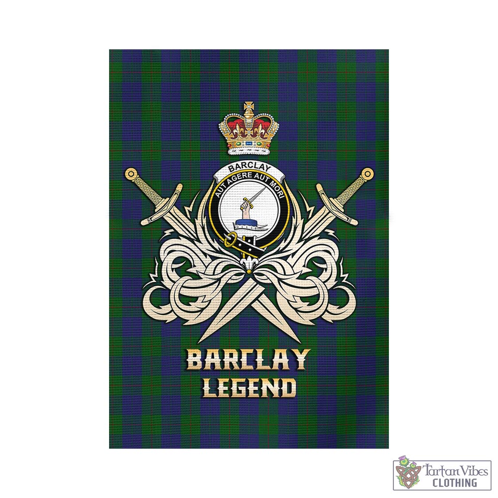 Tartan Vibes Clothing Barclay Tartan Flag with Clan Crest and the Golden Sword of Courageous Legacy