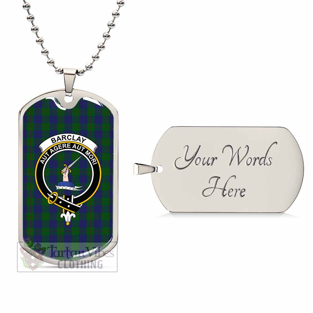 Tartan Vibes Clothing Barclay Tartan Dog Tag Necklace with Family Crest