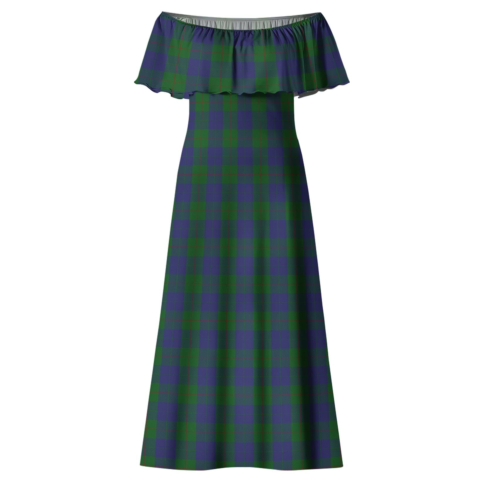 Barclay Tartan Off Shoulder Long Dress - Tartanvibesclothing