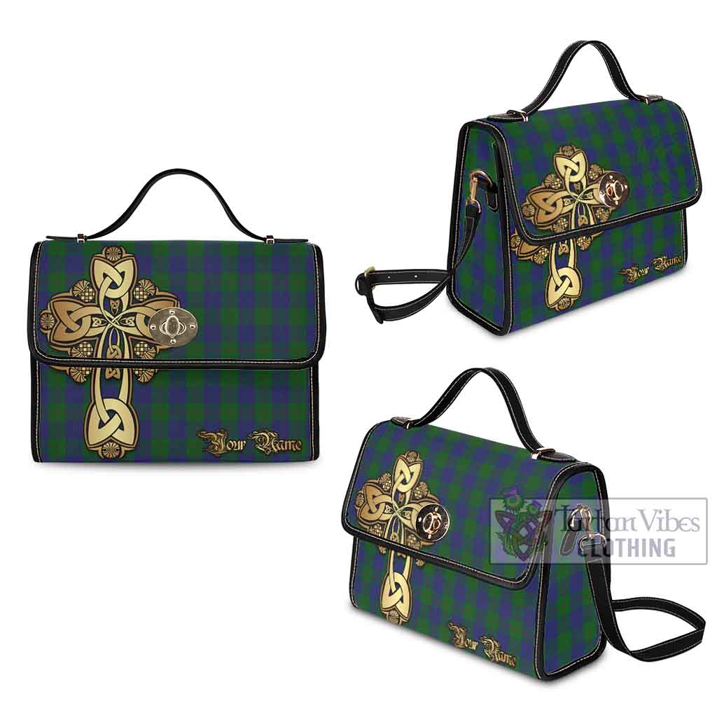 Tartan Vibes Clothing Barclay Tartan Waterproof Canvas Bag Golden Thistle Celtic Cross Style