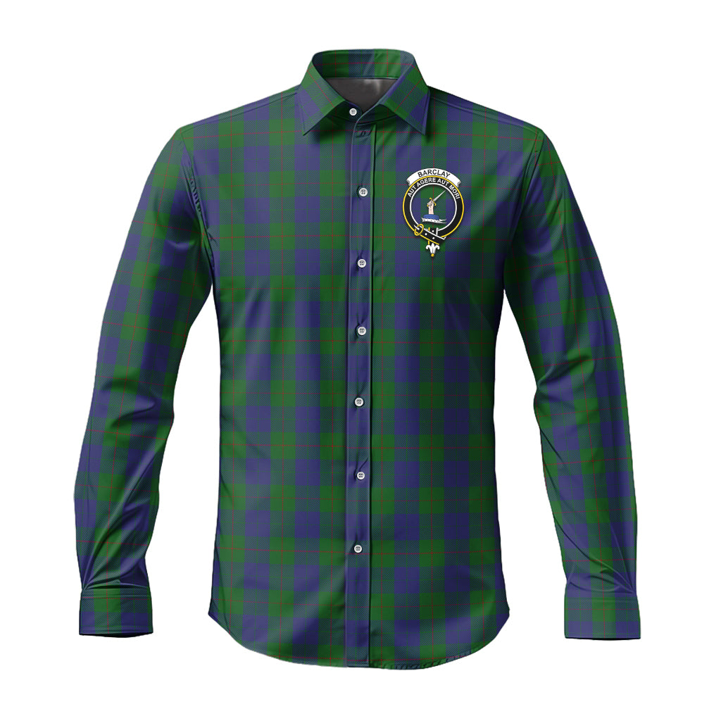 Barclay Tartan Long Sleeve Button Up Shirt with Family Crest - Tartanvibesclothing