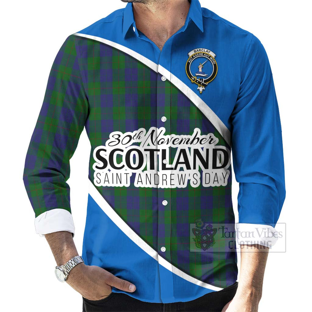 Tartan Vibes Clothing Barclay Family Crest Tartan Long Sleeve Button Shirt Celebrate Saint Andrew's Day in Style